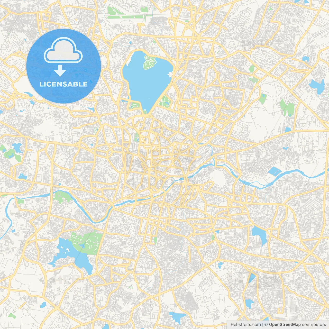 Printable street map of Hyderabad, India