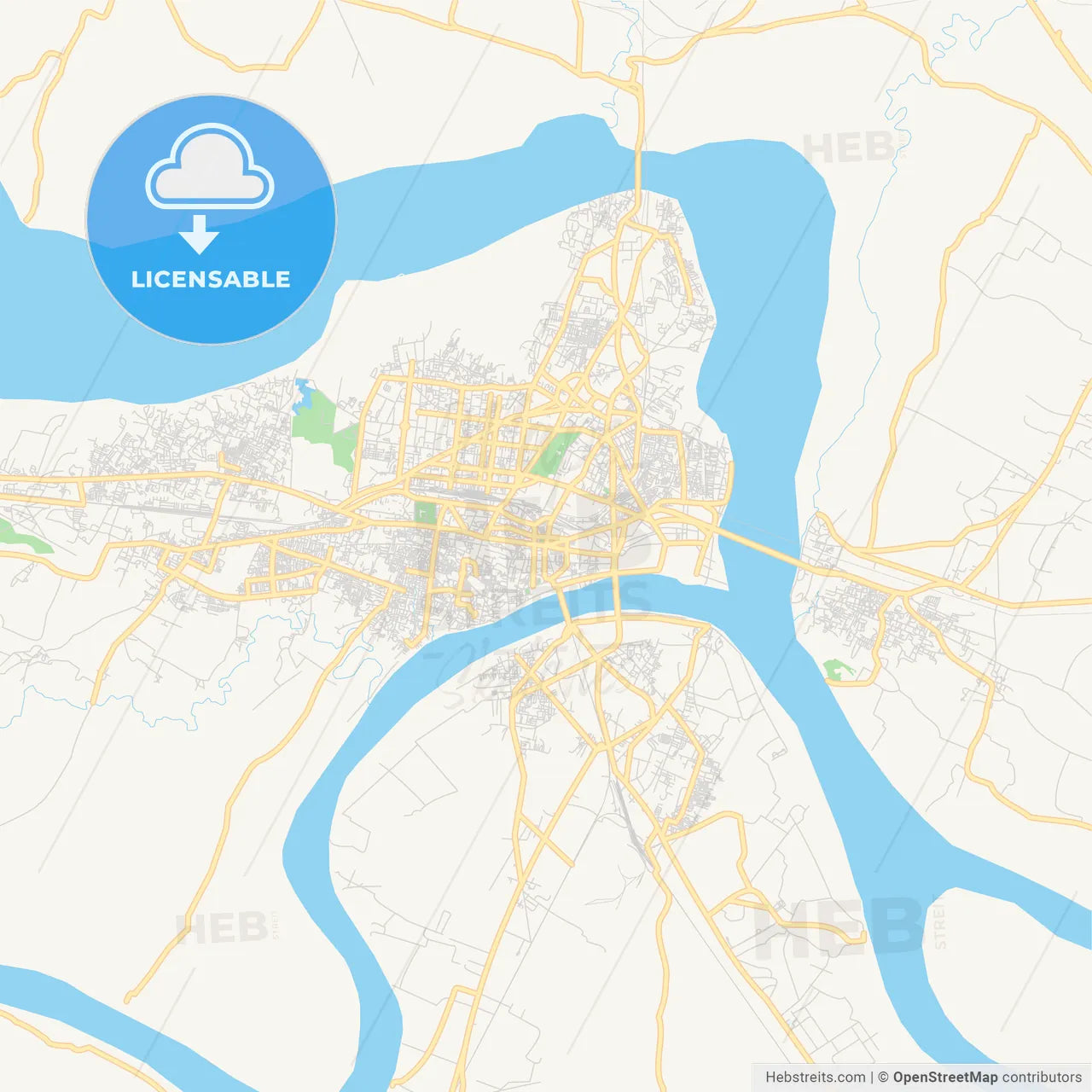 Printable street map of Allahabad, India