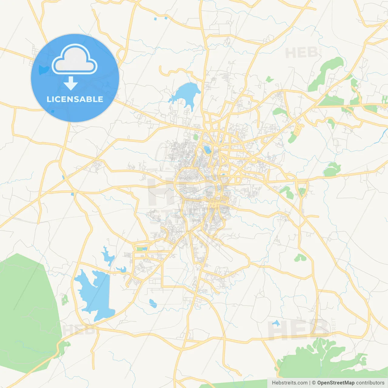 Printable street map of Ranchi, India