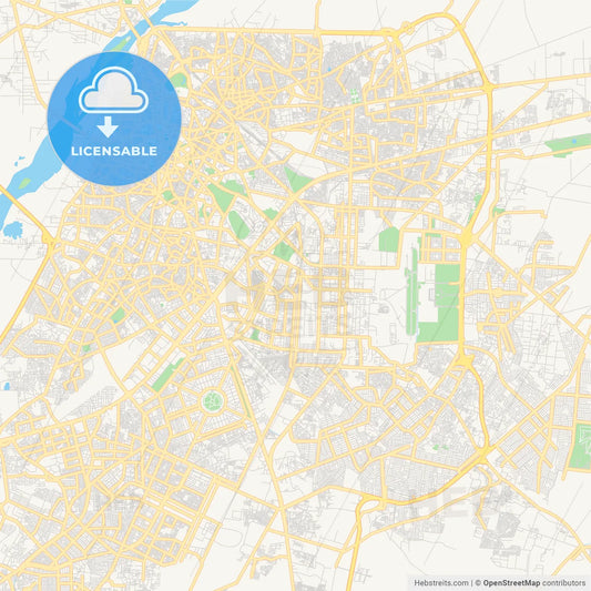 Printable street map of Lahore, Pakistan