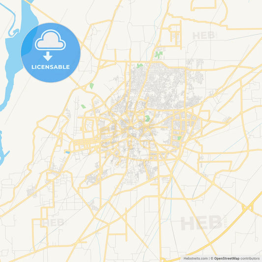 Printable street map of Multan, Pakistan