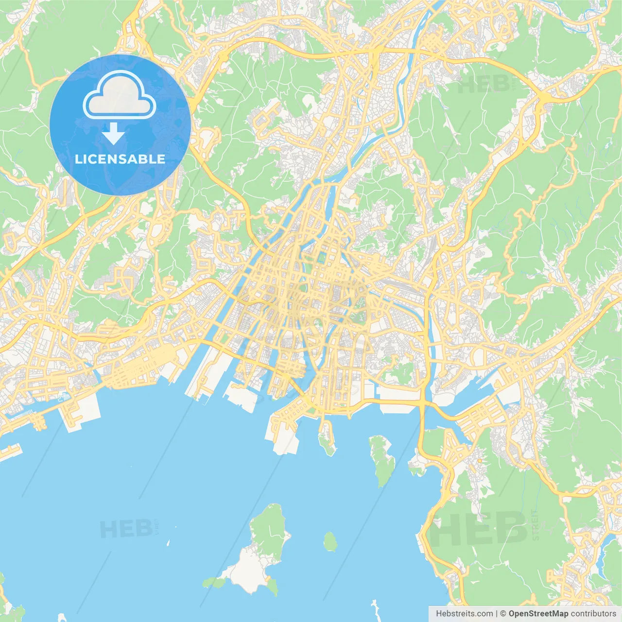 Printable street map of Hiroshima, Japan