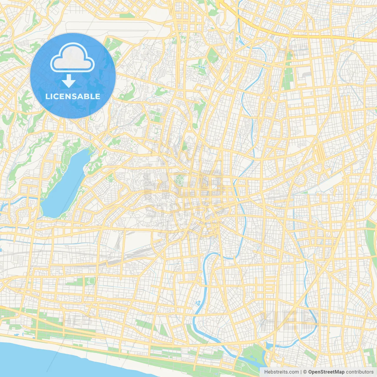Printable street map of Hamamatsu, Japan