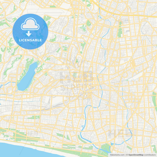 Printable street map of Hamamatsu, Japan