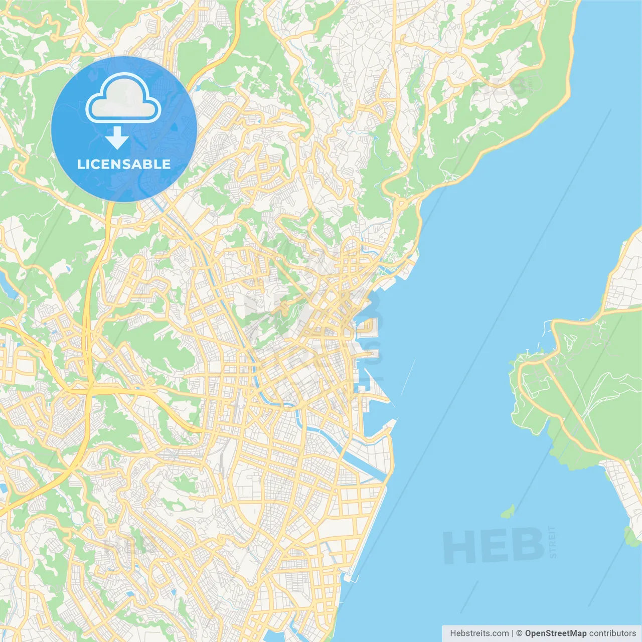Printable street map of Kagoshima, Japan
