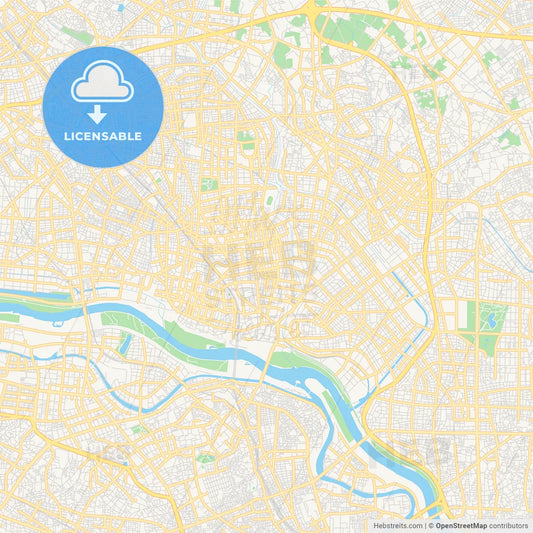 Printable street map of Kawaguchi, Japan