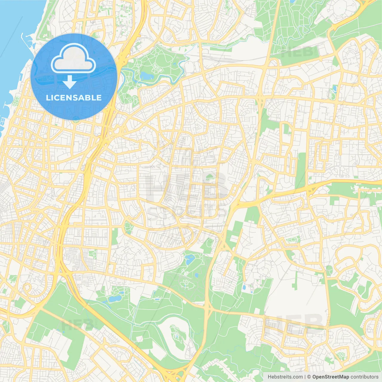 Printable street map of Ramat Gan, Israel