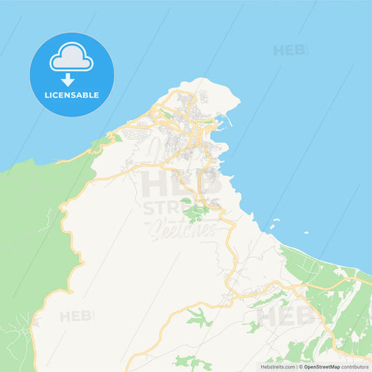 Printable street map of Al Hoceima, Morocco