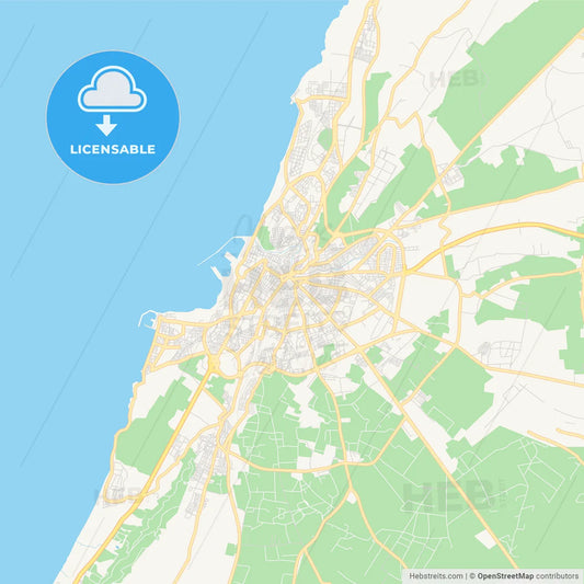 Printable street map of Mostaganem, Algeria