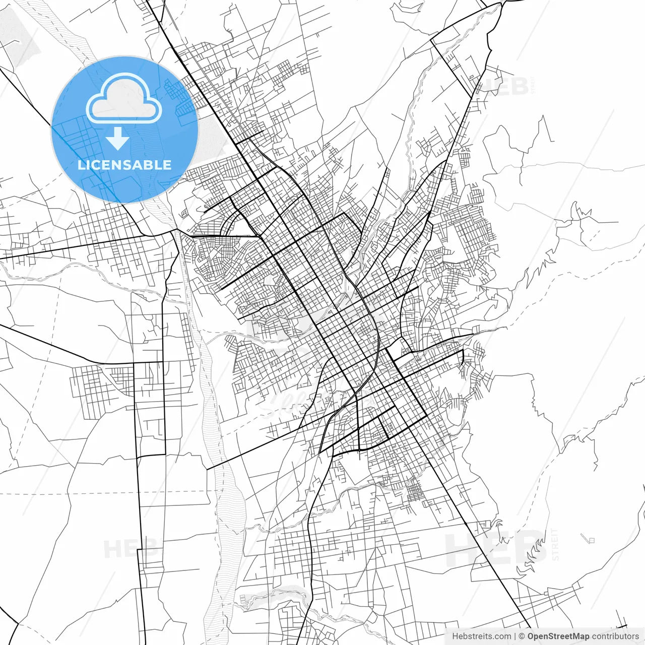 Vector PDF map of Huancayo, Peru