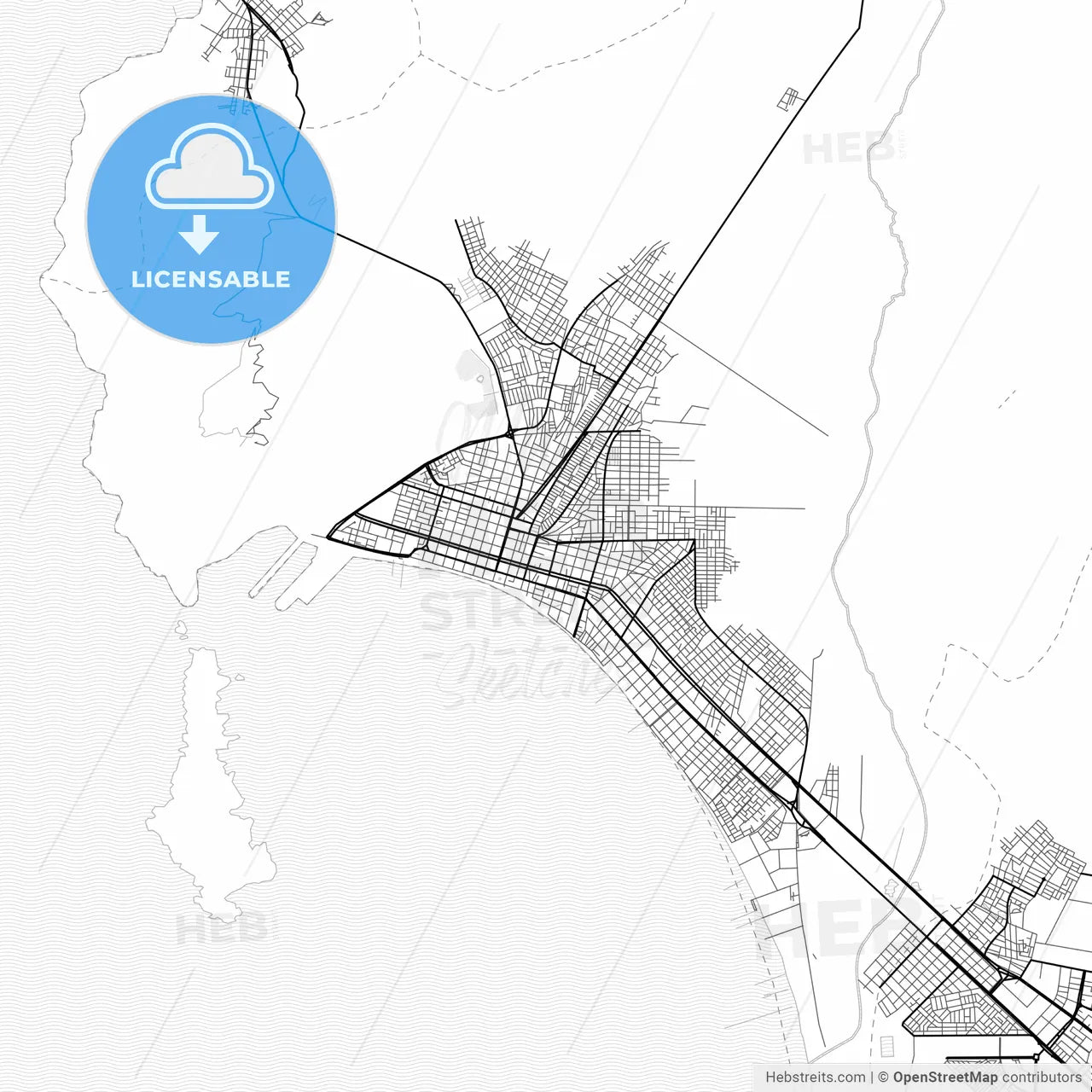 Vector PDF map of Chimbote, Peru