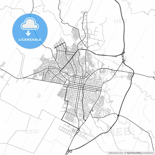 Vector PDF map of Tulua, Colombia