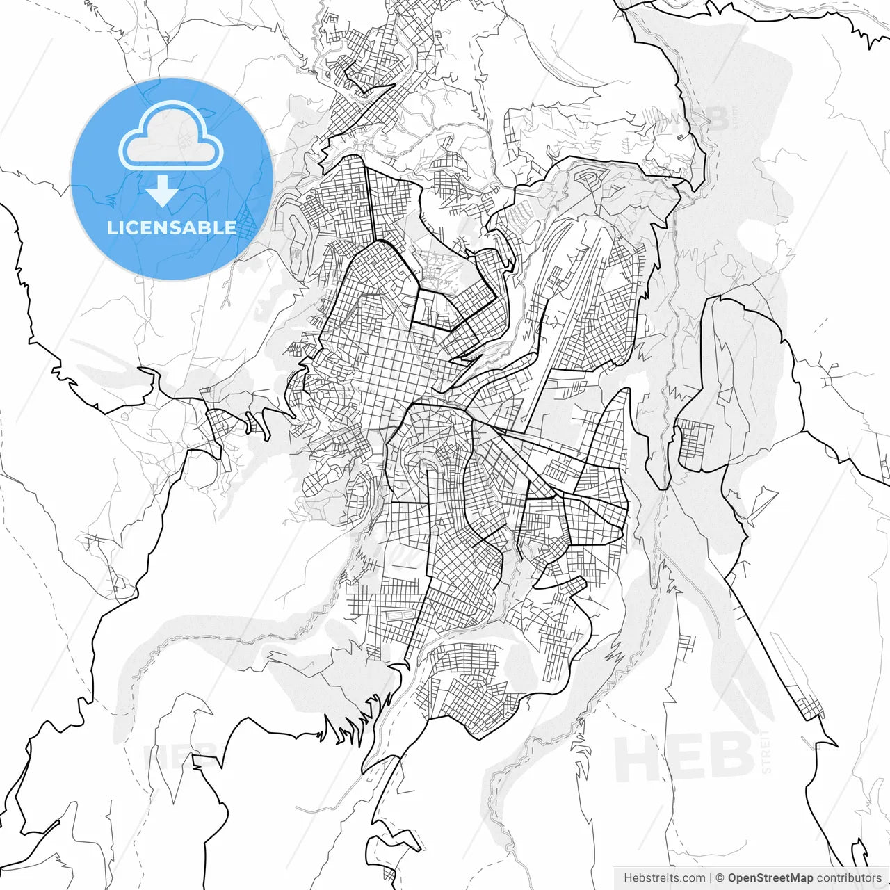 Vector PDF map of Ayacucho, Peru