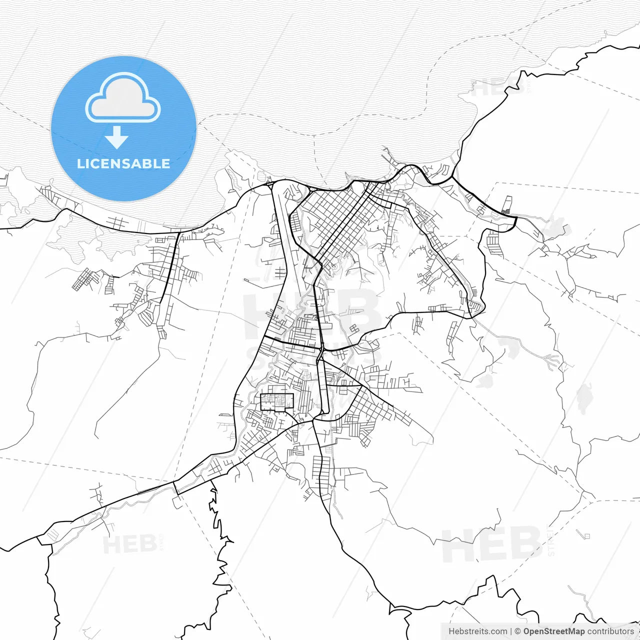 Vector PDF map of Carupano, Venezuela