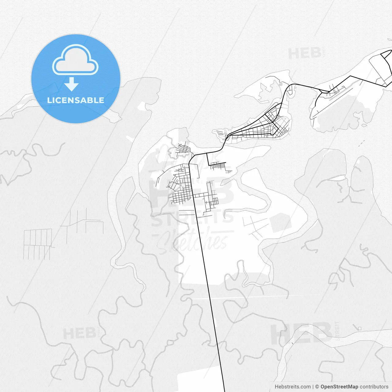 Vector PDF map of Tumaco, Colombia