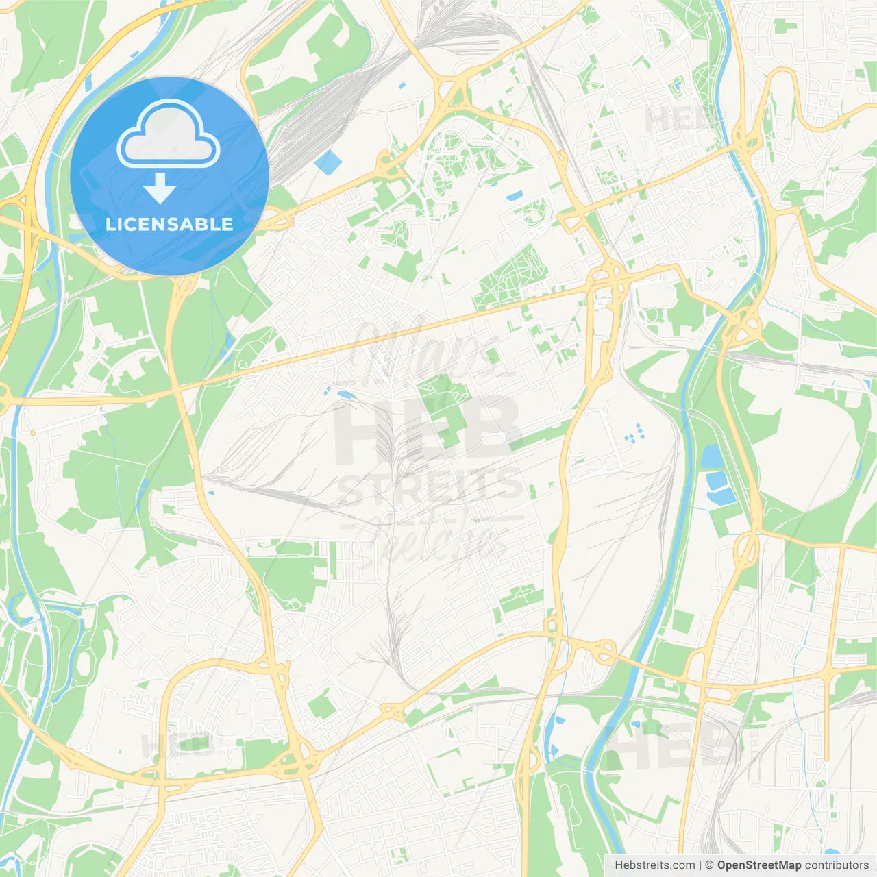 Ostrava, Czechia Vector Map - Classic Colors