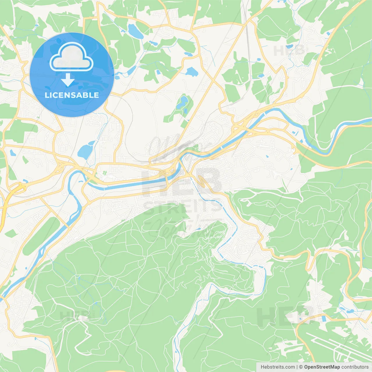 Karlovy Vary, Czechia Vector Map - Classic Colors