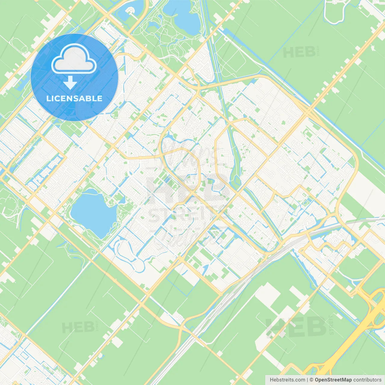 Haarlemmermeer, Netherlands Vector Map - Classic Colors