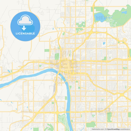 Empty vector map of Tulsa, Oklahoma, USA
