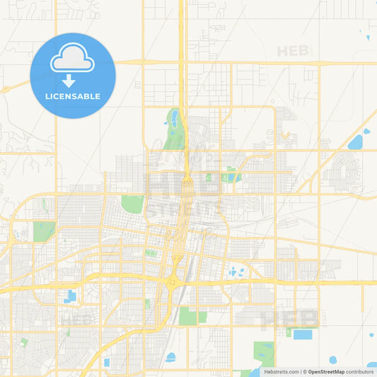 Empty vector map of Amarillo, Texas, USA