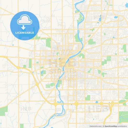 Empty vector map of Rockford, Illinois, USA