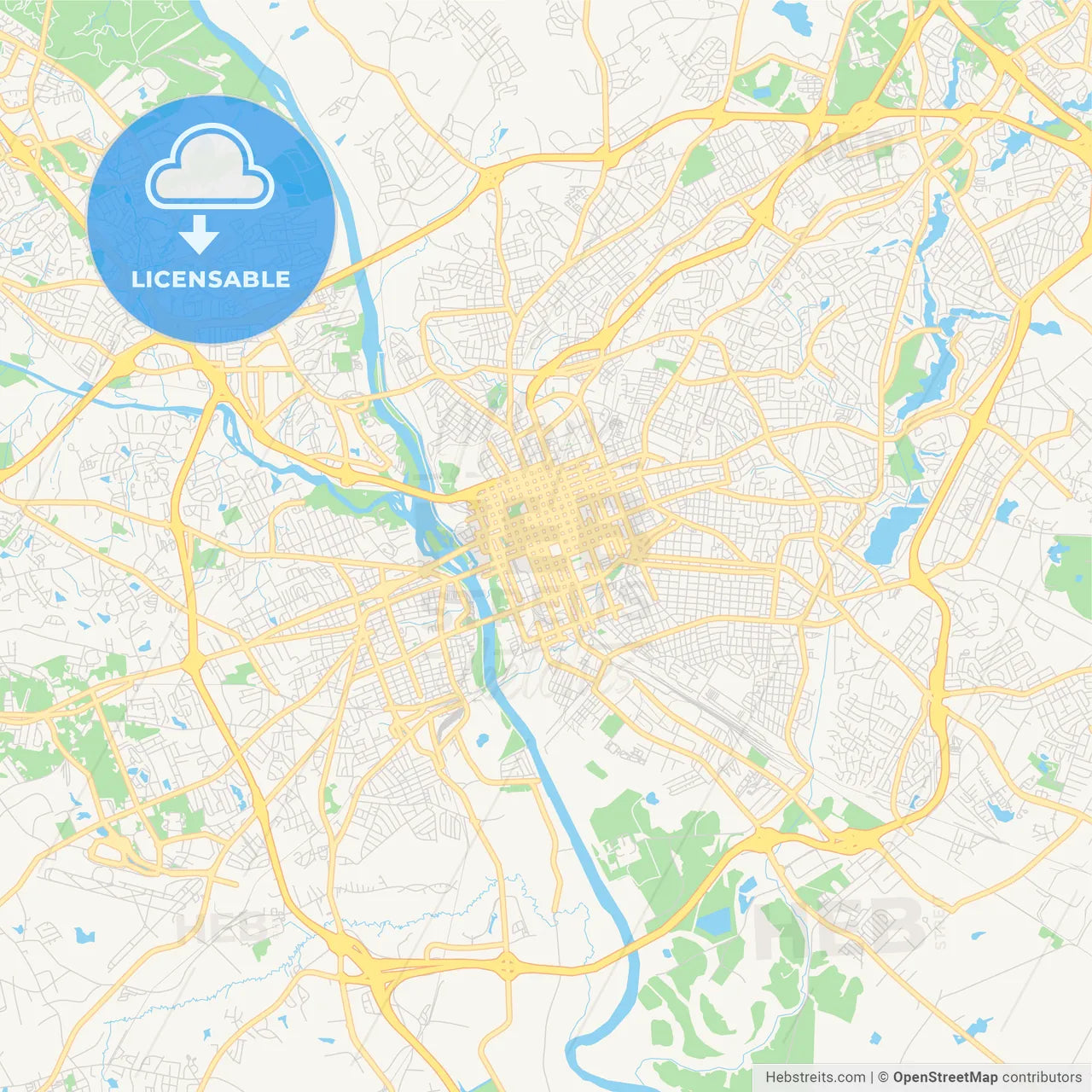 Empty vector map of Columbia, South Carolina, USA
