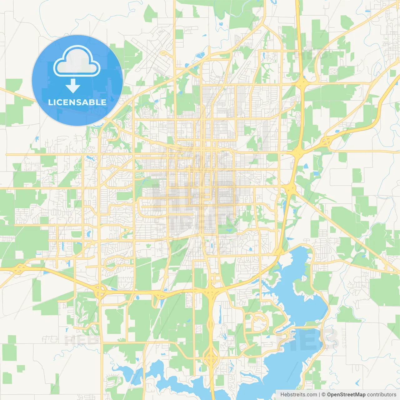 Empty vector map of Springfield, Illinois, USA
