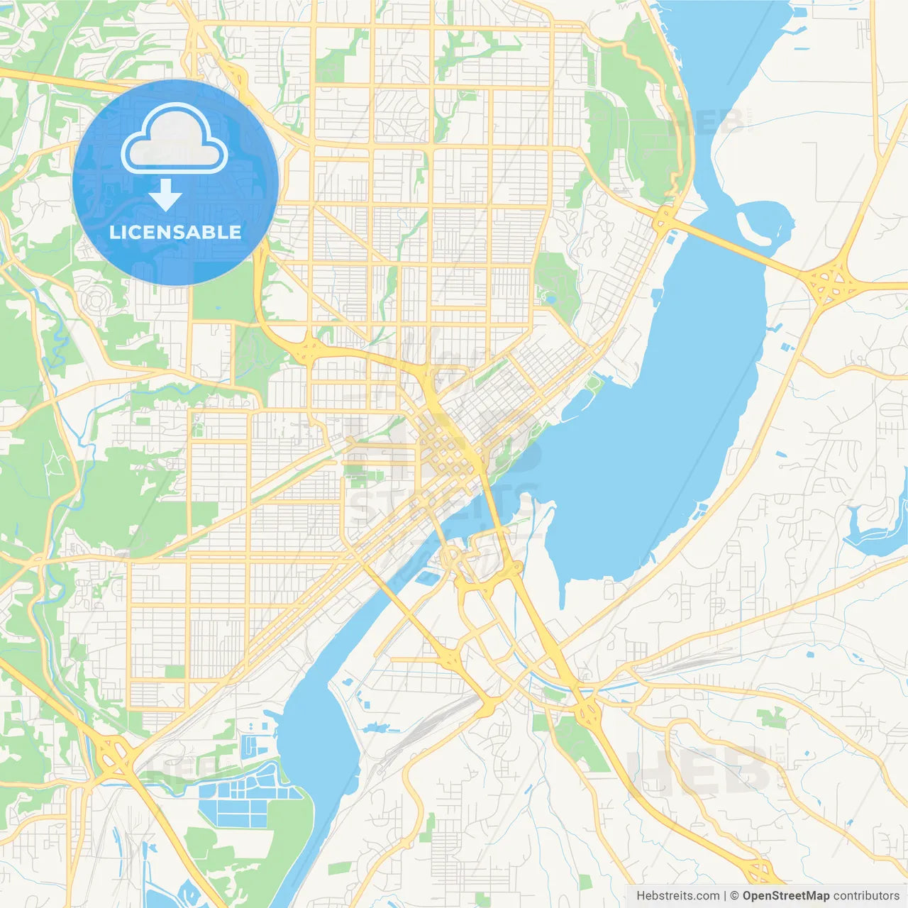 Empty vector map of Peoria, Illinois, USA