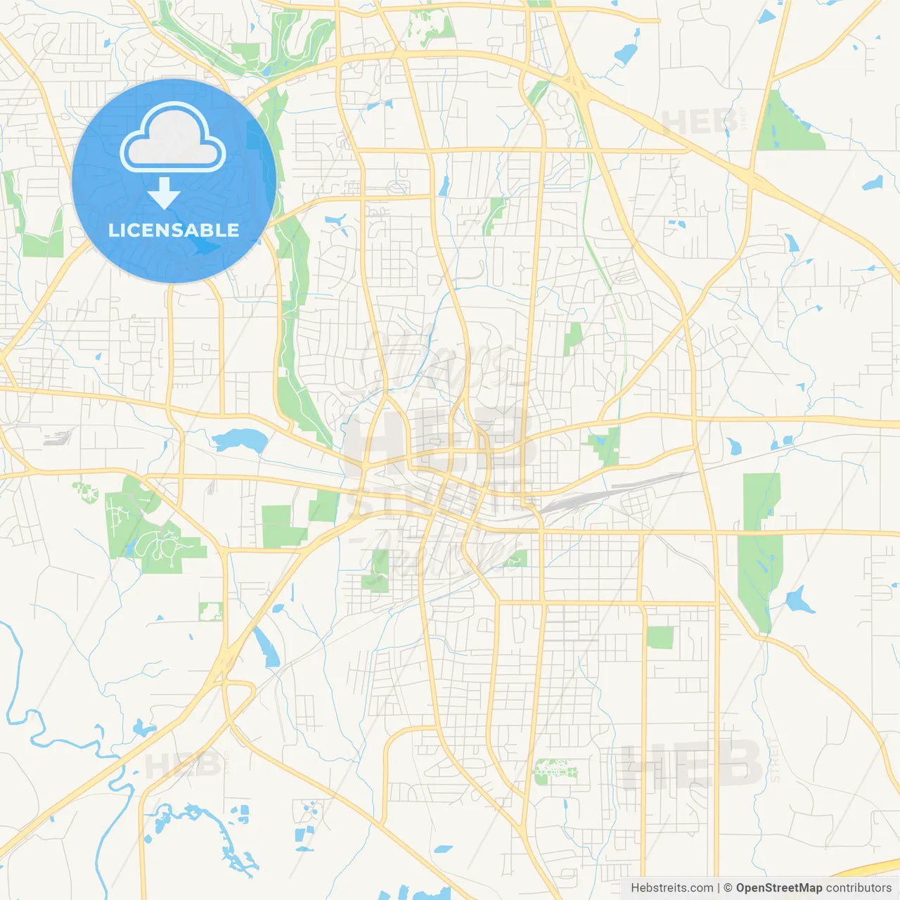 Empty vector map of Longview, Texas, USA