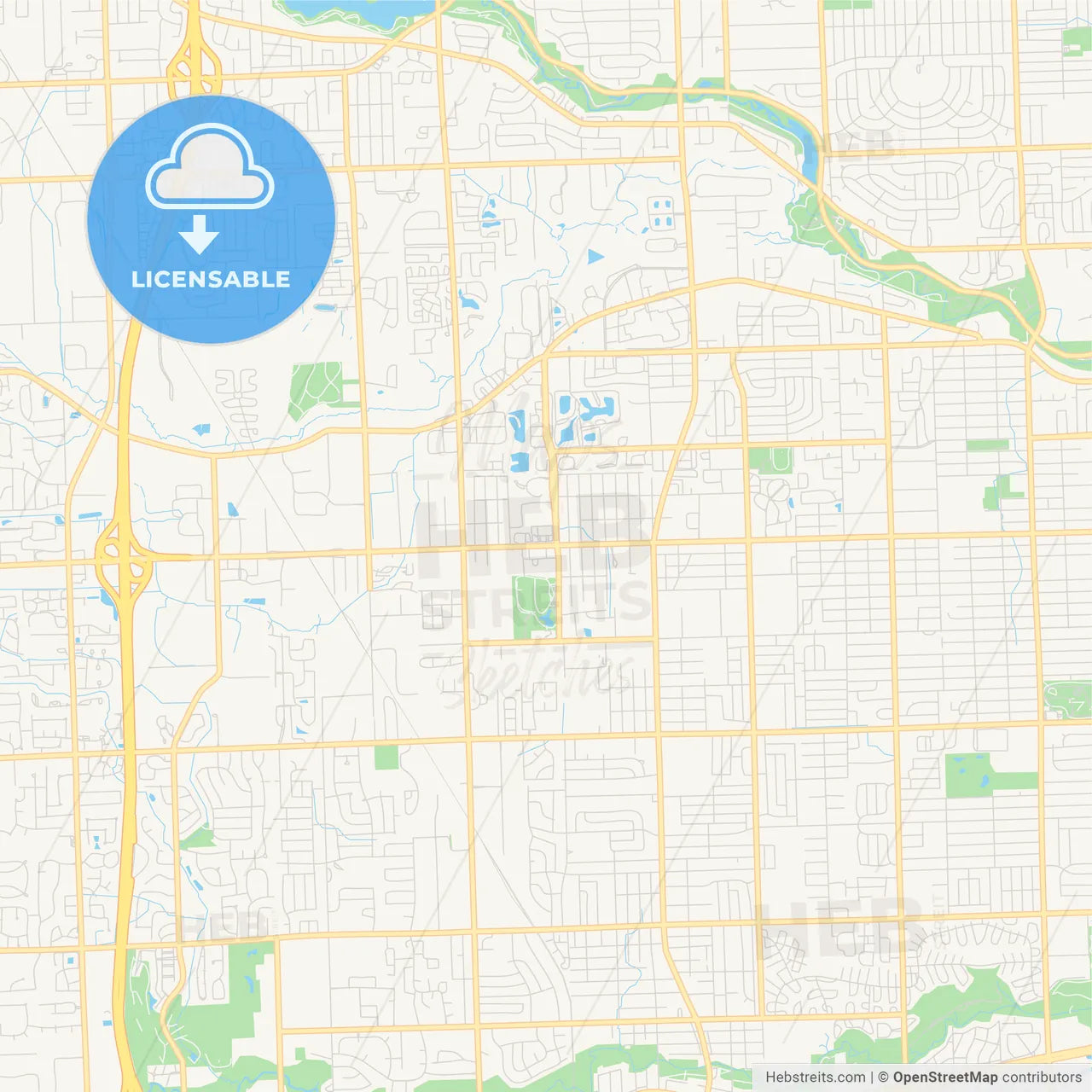 Empty vector map of Westland, Michigan, USA