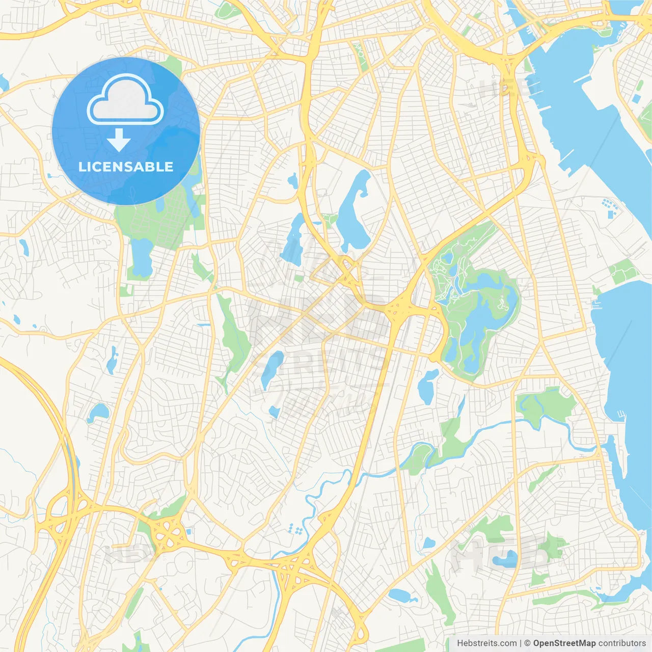 Empty vector map of Cranston, Rhode Island, USA