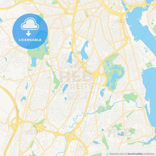 Empty vector map of Cranston, Rhode Island, USA