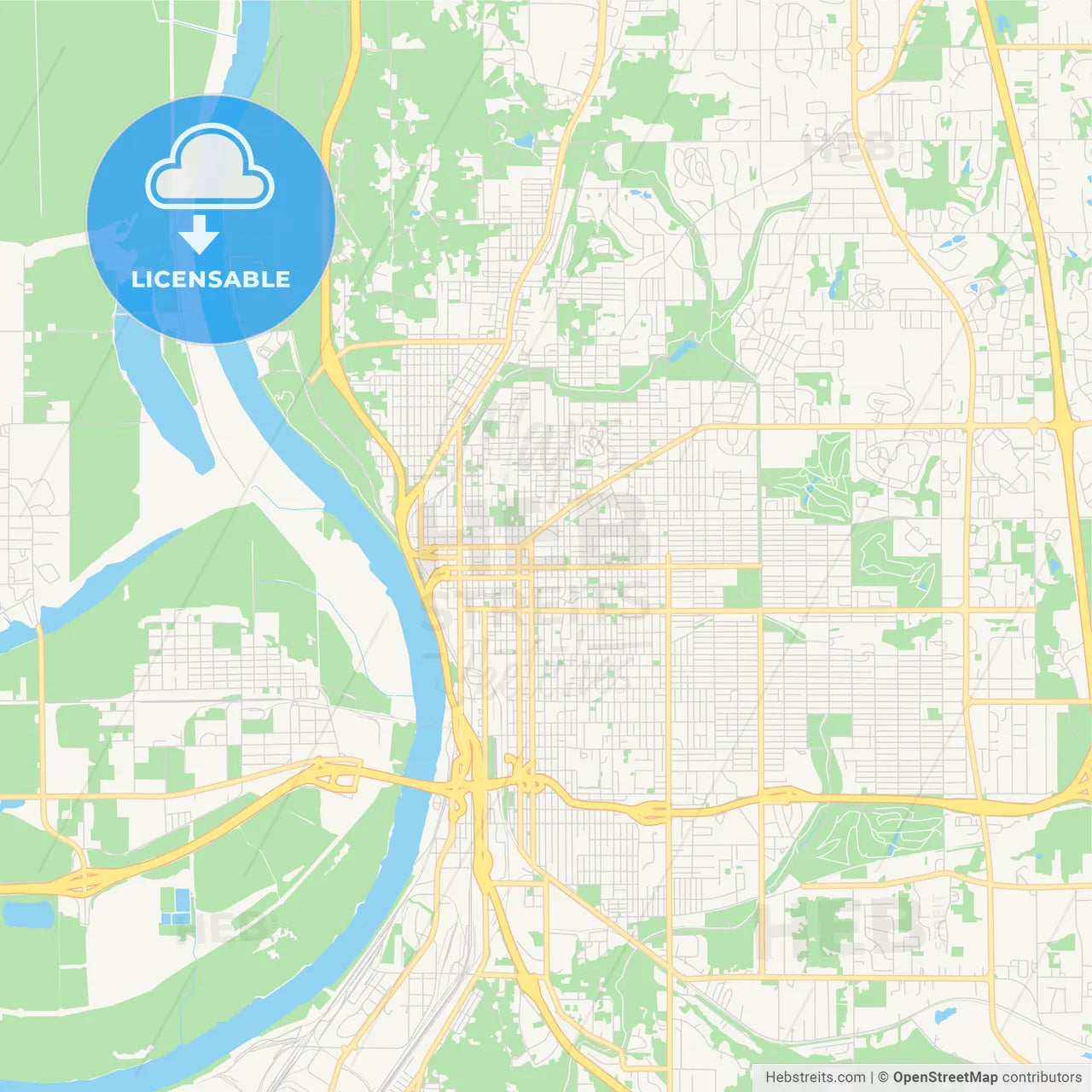 Empty vector map of St. Joseph, Missouri, USA