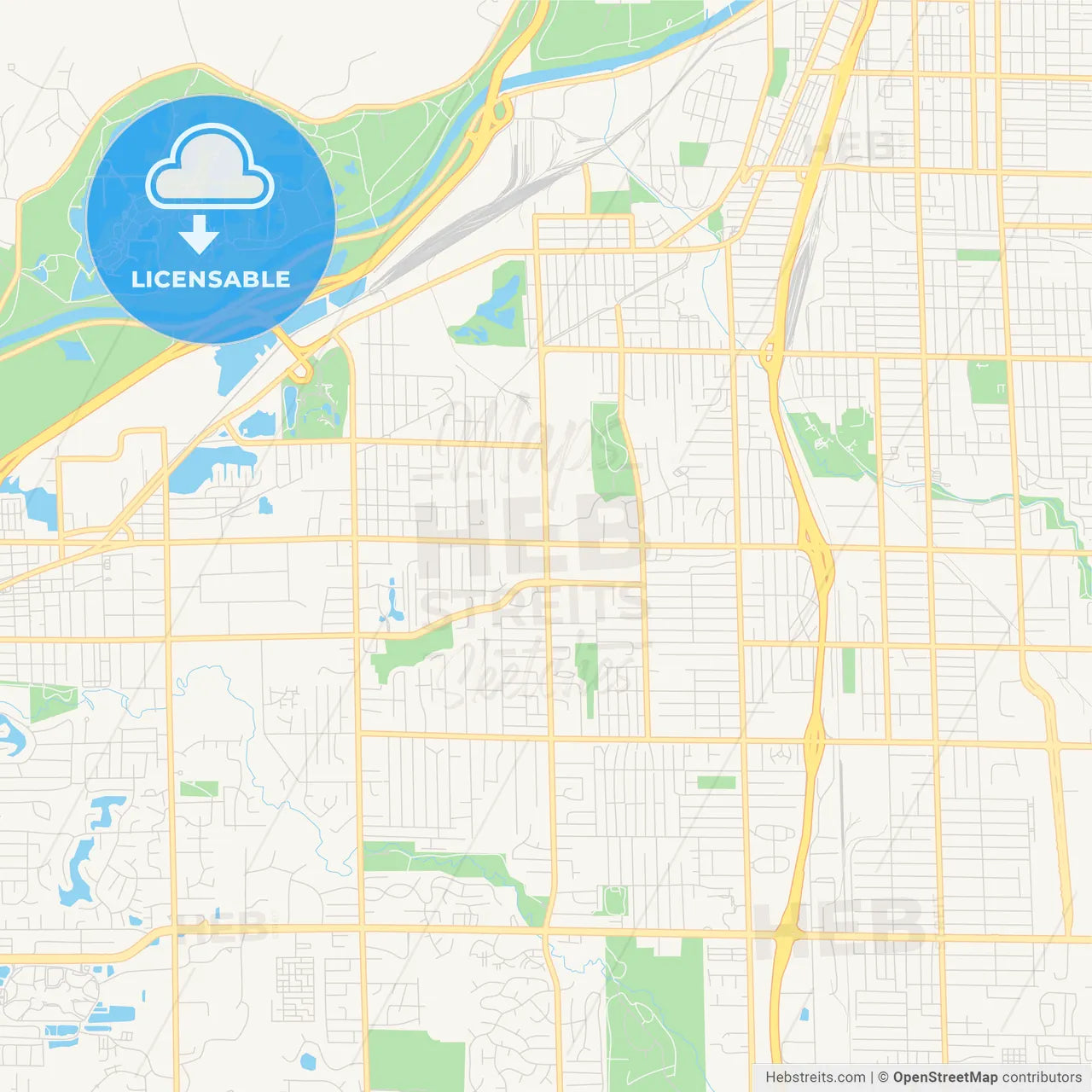 Empty vector map of Wyoming, Michigan, USA