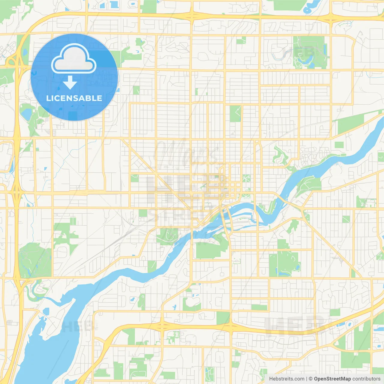 Empty vector map of Appleton, Wisconsin, USA