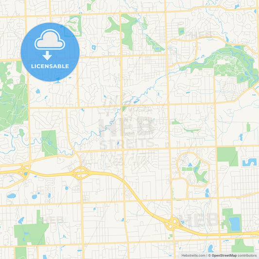 Empty vector map of Rochester Hills, Michigan, USA