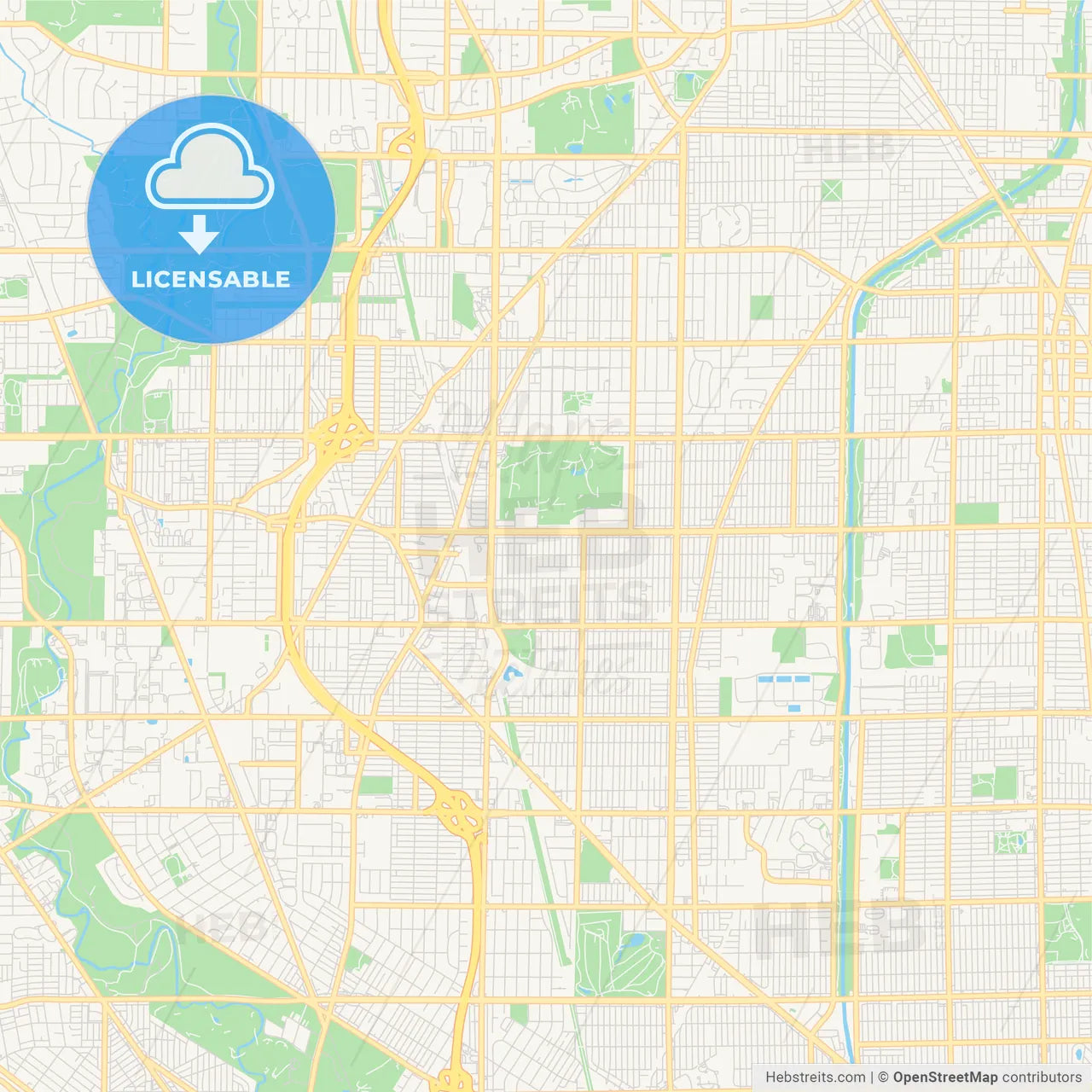 Empty vector map of Skokie, Illinois, USA