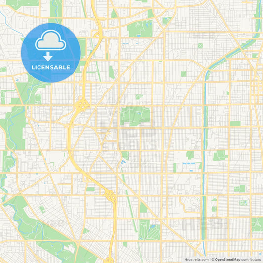 Empty vector map of Skokie, Illinois, USA