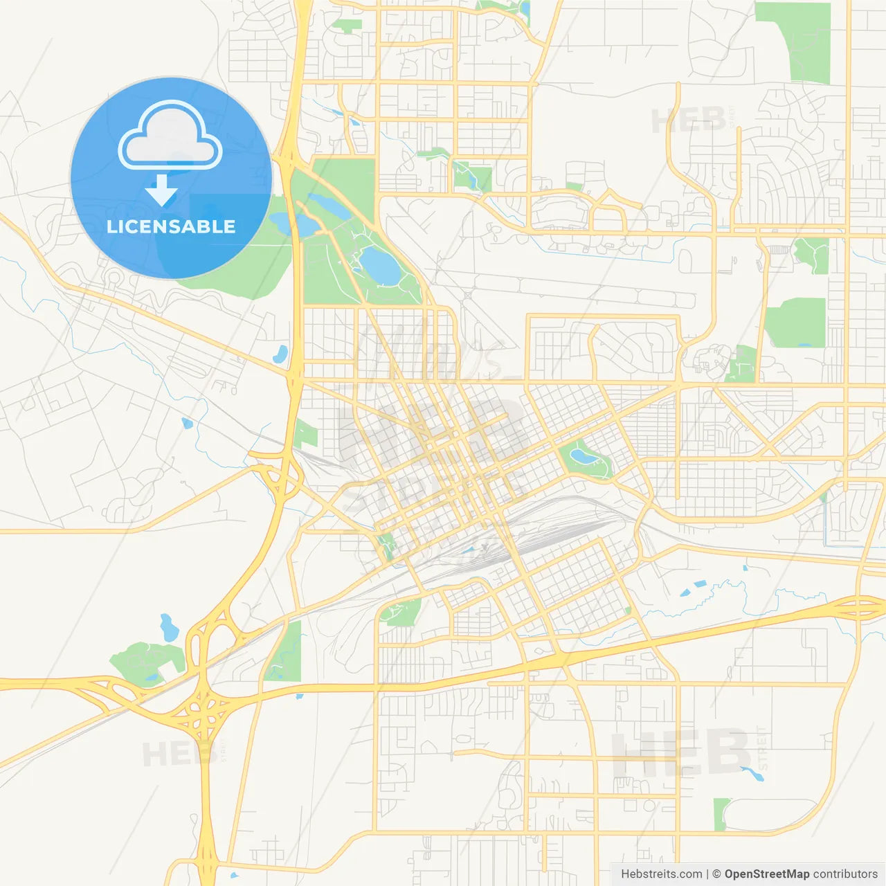 Empty vector map of Cheyenne, Wyoming, USA