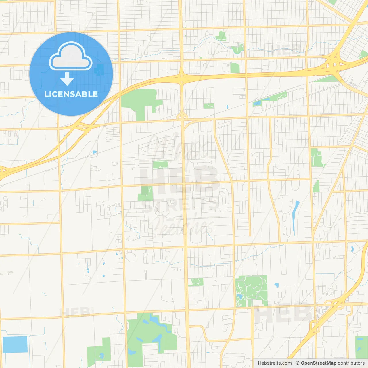 Empty vector map of Taylor, Michigan, USA
