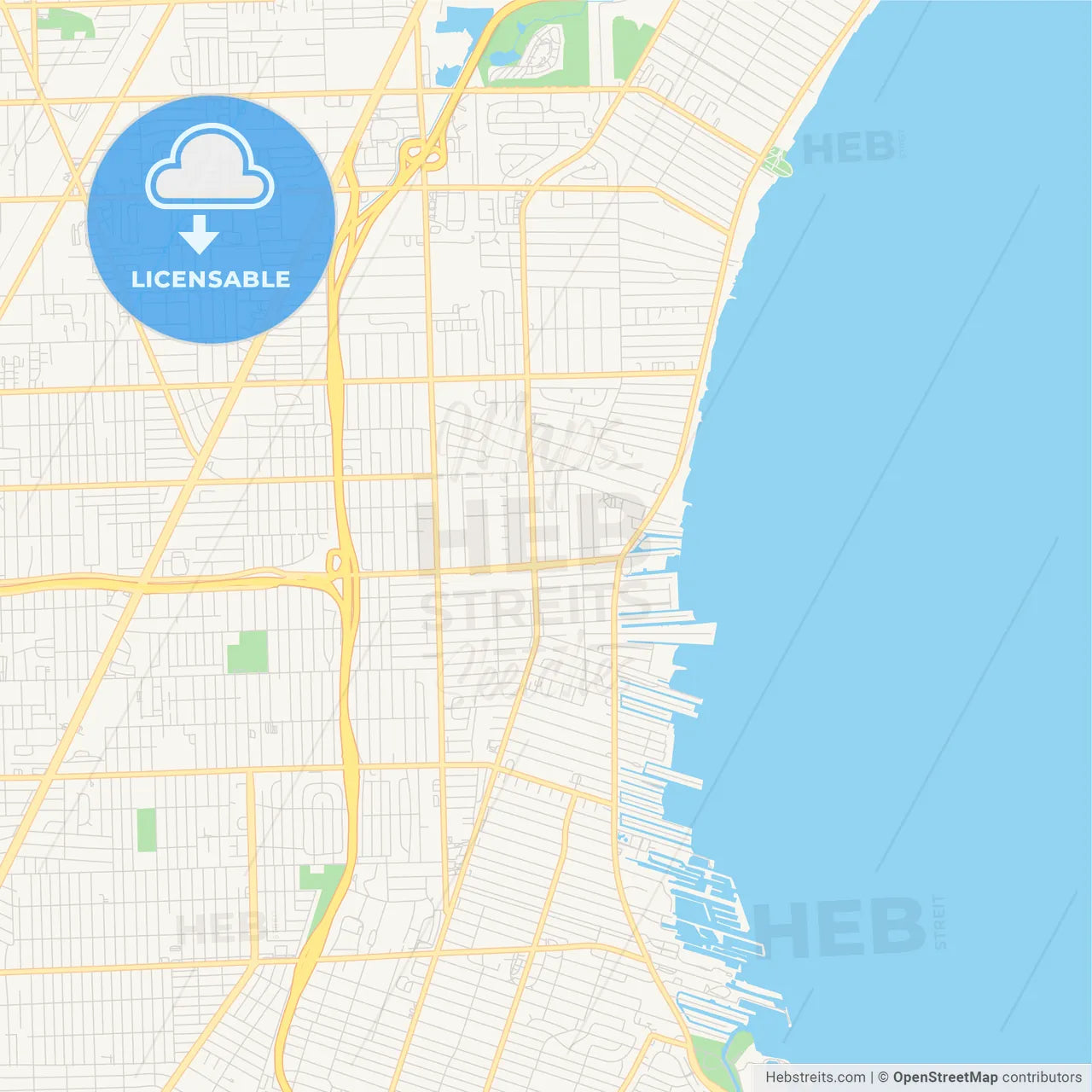 Empty vector map of St. Clair Shores, Michigan, USA