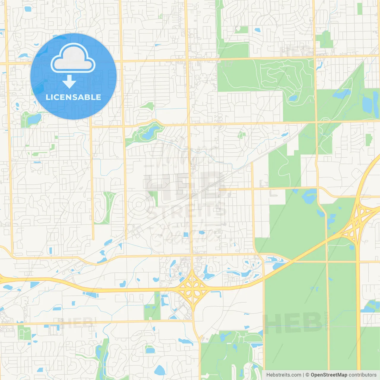 Empty vector map of Tinley Park, Illinois, USA