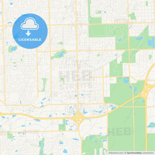 Empty vector map of Tinley Park, Illinois, USA