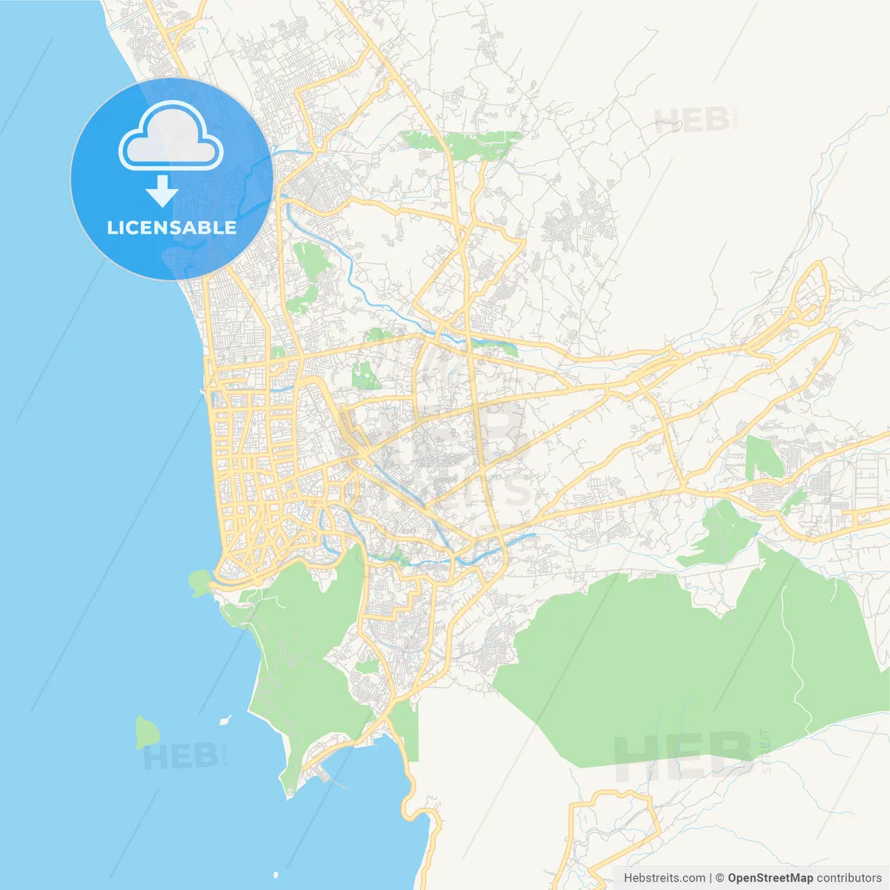 Printable street map of Padang, Indonesia