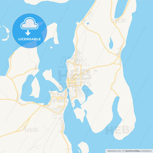 Printable street map of Tual, Indonesia