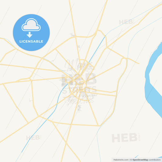 Printable street map of Larkana, Pakistan