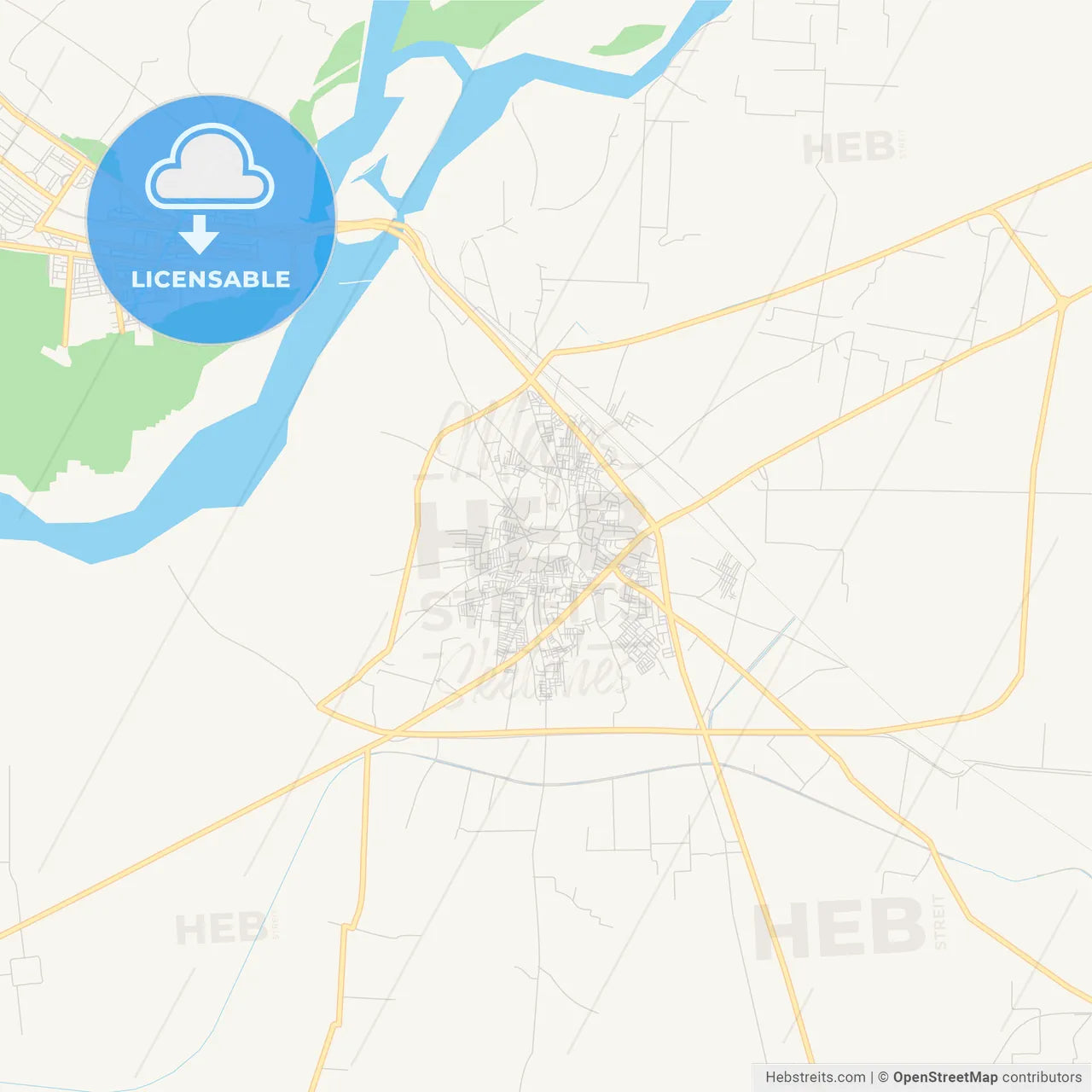 Printable street map of Chiniot, Pakistan