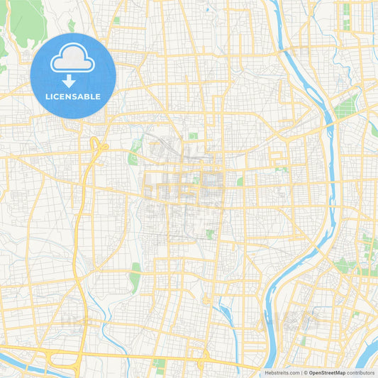 Printable street map of Ōgaki, Japan