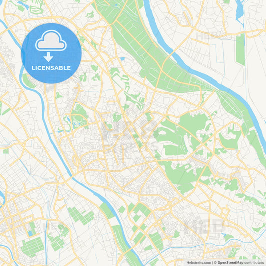 Printable street map of Noda, Japan