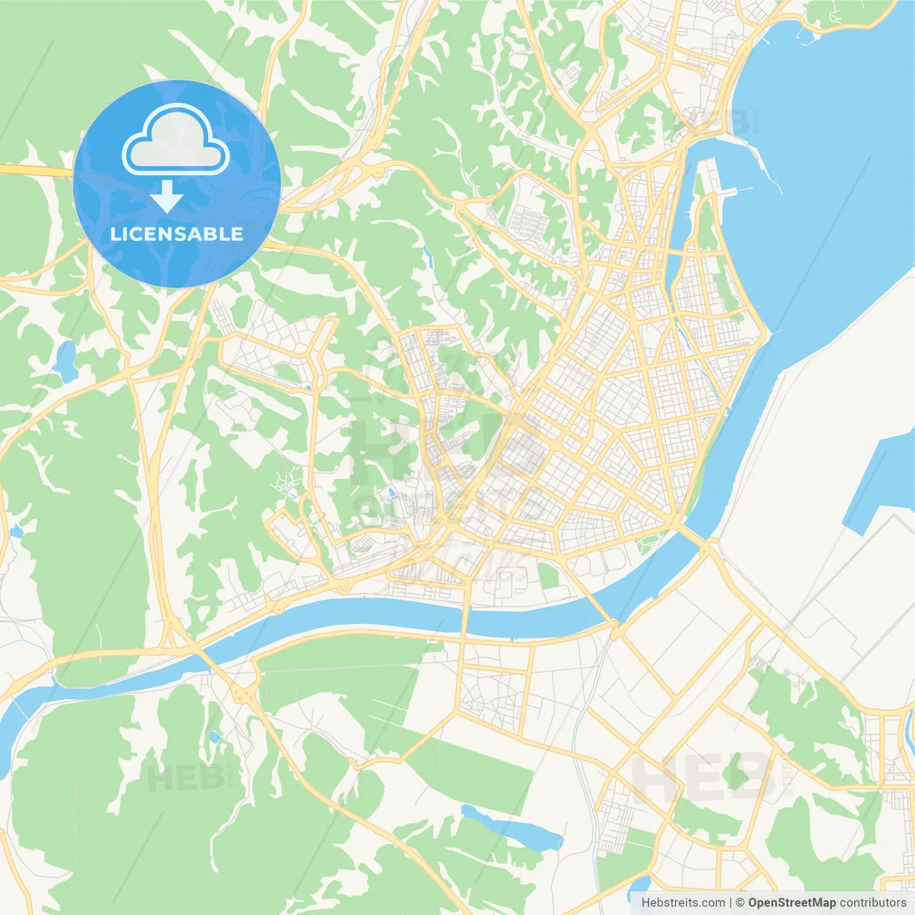 Printable street map of Pohang, South Korea
